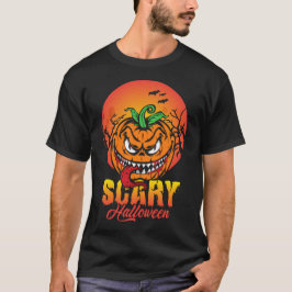 Camiseta abóbora assustadora no halloween