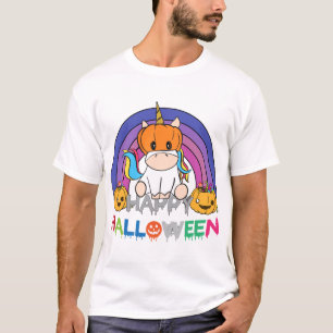 Camiseta Abóbora Cabeça de Unicórnio para o Halloween