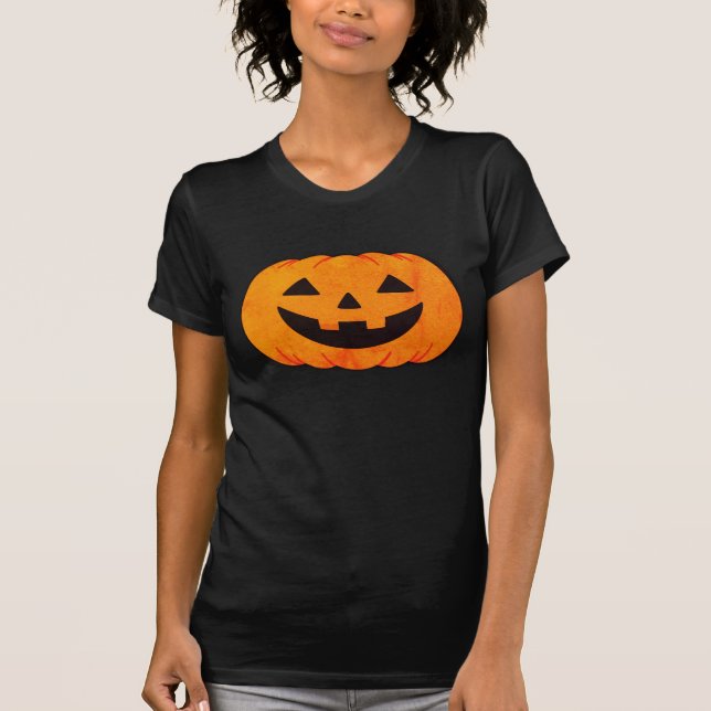 Camiseta Abóbora Clássica de Halloween com Luz  (Frente)