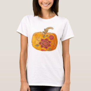 Camiseta Abóbora Com Flores