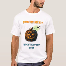 Camiseta Abóbora com Lua cheia e Halloween