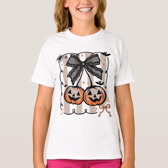 Camiseta Abóbora Coquete em Renda Halloween Gótico (Frente)