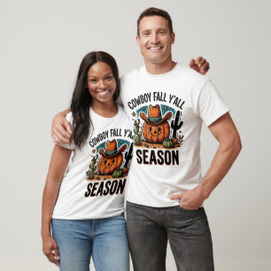 Camiseta Abóbora da Temporada de Outono do Cowboy Retro