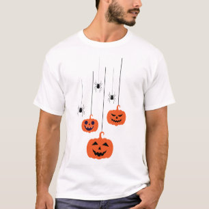 Camiseta Abóbora-das-bruxas e fantasias-de-aranha
