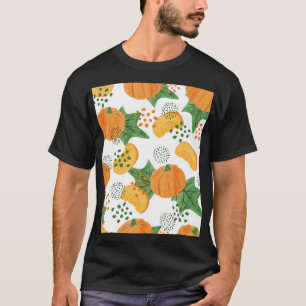 Camiseta Abóbora De Aquarela Vegetal: Laranja Sem Costura