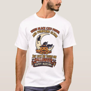 Camiseta Abóbora de Enfermagem Feliz no Halloween, Chapéu d