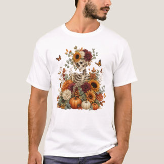 Camiseta Abóbora de Esqueleto Gótico Halloween 