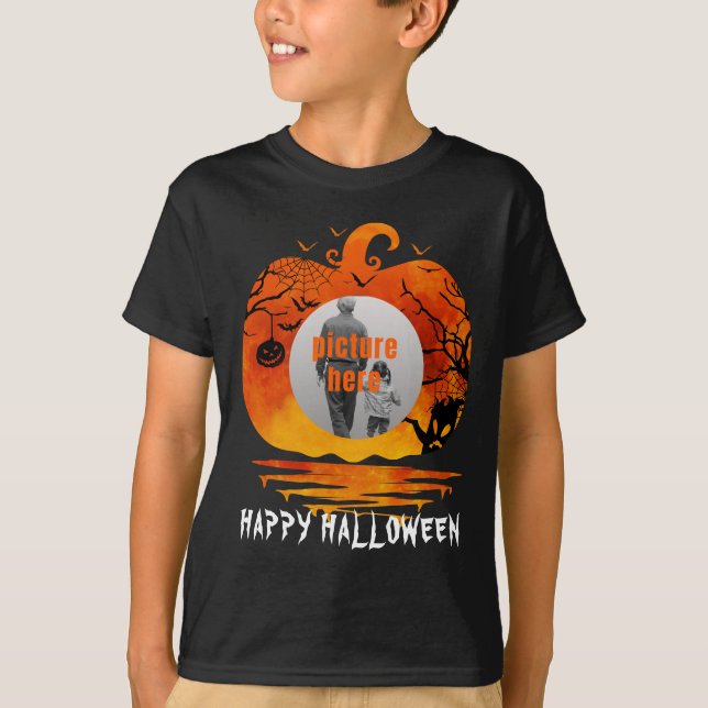 CAMISETA ABÓBORA DE FOTO PERSONALIZADA PRESENTES DE HALLOWE (Frente)