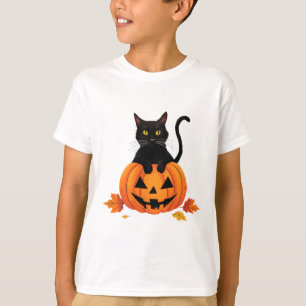 Camiseta Abóbora De Gato De Halloween Para Mulheres Homens
