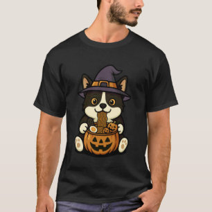 Camiseta Abóbora de Gato de Smoking Assustador Macarrão Ram