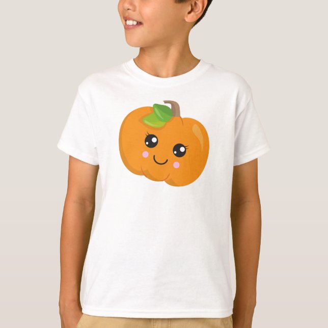 Camiseta Abóbora De Halloween, Abóbora Sorridente, Truque O (Frente)