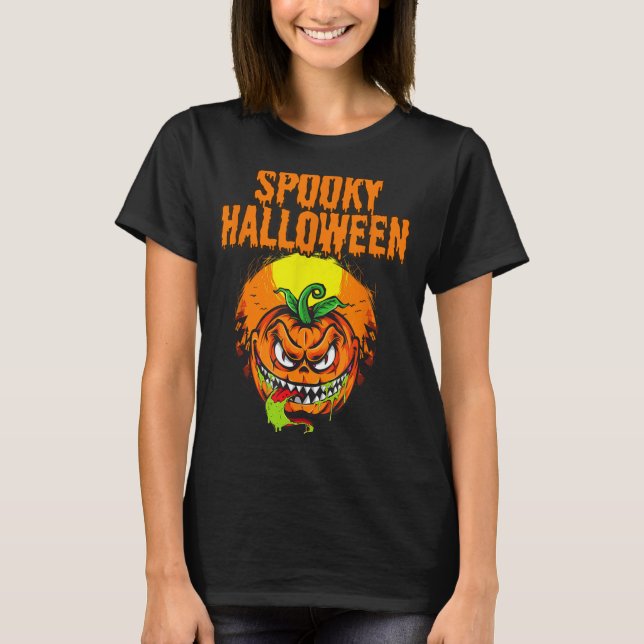 Camiseta Abóbora de Halloween Assustadora (Frente)