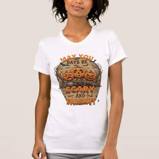 Camiseta Abóbora de Halloween Assustadora Bats Broomstick_1