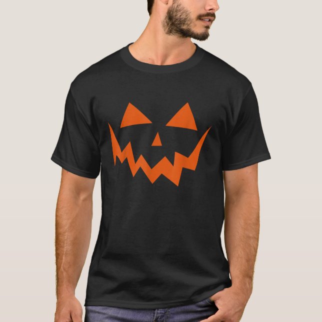 Camiseta Abóbora de Halloween Assustadora com Rosto Cinzela (Frente)