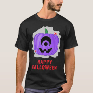 Camiseta Abóbora de Halloween Assustadora de Alien com um O