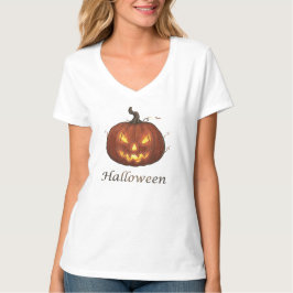 Camiseta Abóbora de Halloween Assustadora e Flamejante Jack
