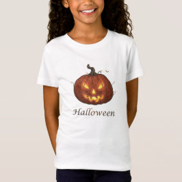 Camiseta Abóbora de Halloween Assustadora e Fogueira