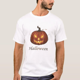 Camiseta Abóbora de Halloween Assustadora e Fogueira Jack-o