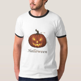 Camiseta Abóbora de Halloween Assustadora e Fogueira Jack-o