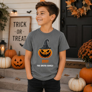 Camiseta Abóbora de Halloween “BOO!” – Nome Personalizado