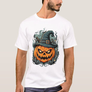 Camiseta Abóbora de Halloween Chapéu de Bruxa Desenho Assus