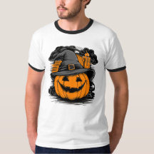 Abóbora de Halloween com chapéu, masculina