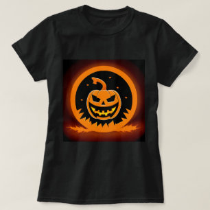 Camiseta Abóbora de Halloween com Rosto Sinistro