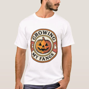 Camiseta Abóbora de Halloween Crescendo Meus Dentes Badge V