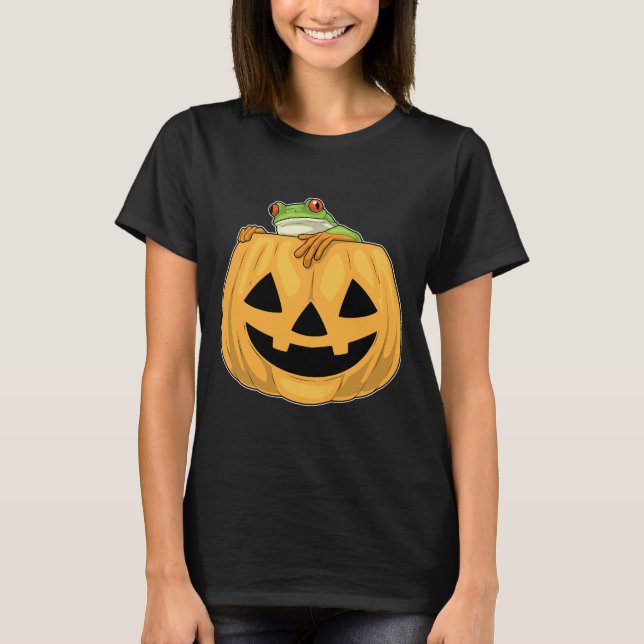 Camiseta Abóbora de Halloween de Rã (Frente)