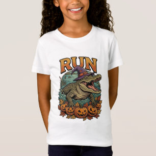 Camiseta Abóbora de Halloween do Crocodilo Correndo