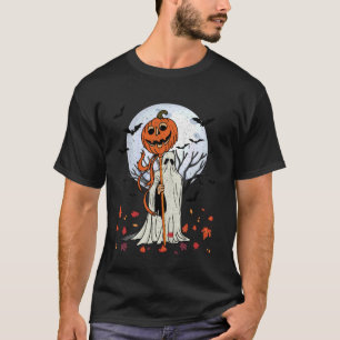 Camiseta Abóbora de Halloween Fantasma Folhas de Outono Art