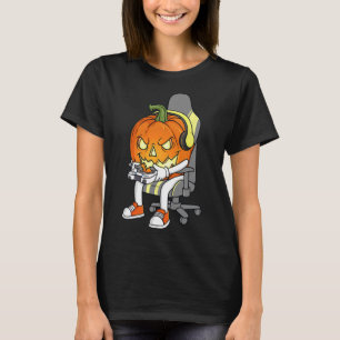 Camiseta Abóbora de Halloween Gamer Assustador Jogos Menino