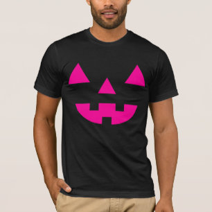 Camiseta Abóbora de Halloween Jack O Lantern Face Rosa