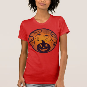 Camiseta Abóbora de Halloween Jack o lantern rosto e aranha