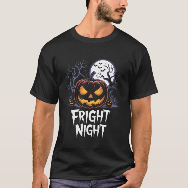 Camiseta Abóbora de Halloween Jack O Lanterna Rosto Noite d (Frente)