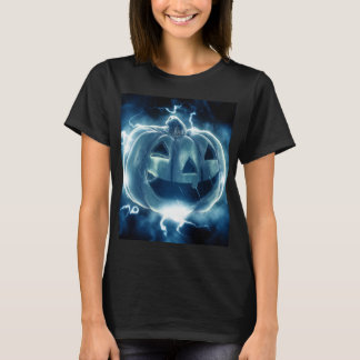 Camiseta abóbora de Halloween na chuva