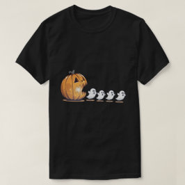 Camiseta Abóbora de Halloween Perseguindo Fantasma Png, Hal