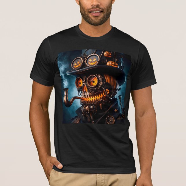 Camiseta Abóbora de Halloween Steampunk Gótica (Frente)