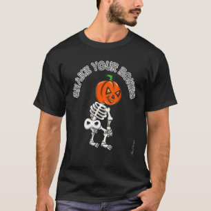 Camiseta Abóbora de Halloween Vibes dança esqueleto de torç