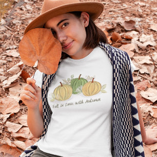 Camiseta Abóbora de Outono Fofa Abóboras de Outono Mulheres