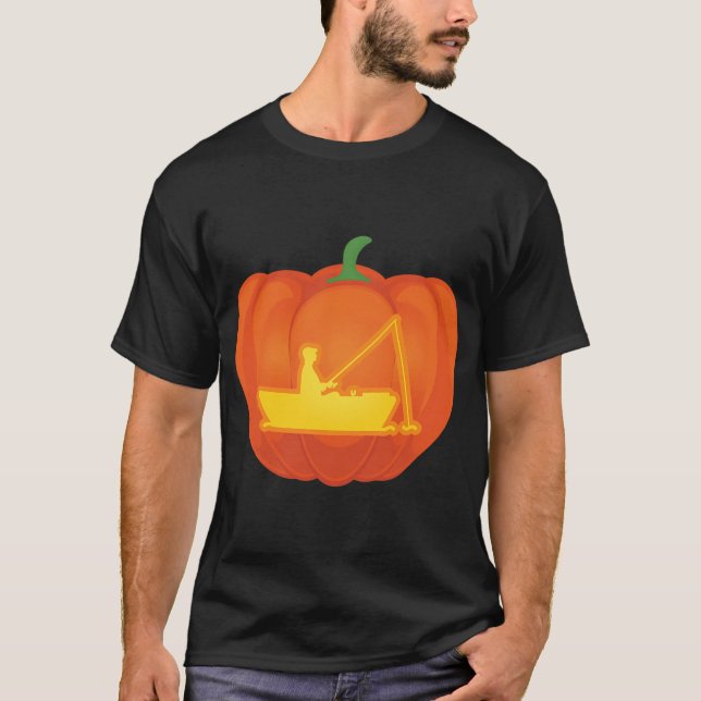 Camiseta Abóbora de Pescaria design de Halloween (Frente)