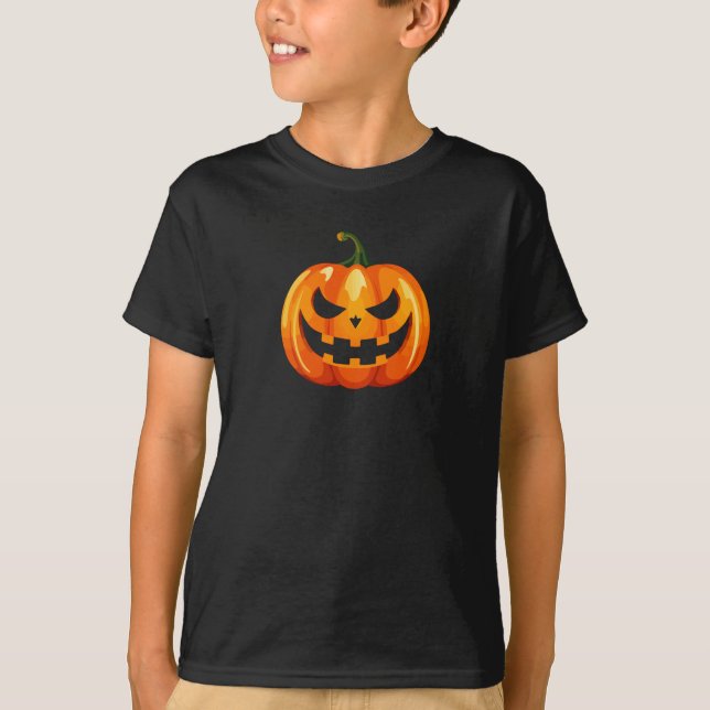 Camiseta Abóbora do Halloween Assustada (Frente)