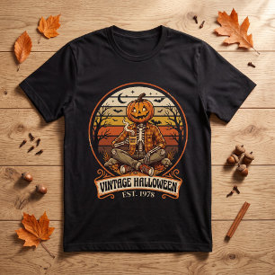 Camiseta Abóbora Esqueleto Retro Vintage Halloween 1978