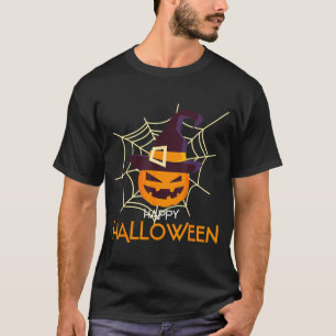 Camiseta Abóbora face jack o lantern teia de aranha hallowe