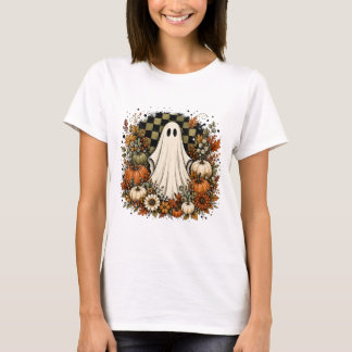 Camiseta Abóbora Fantasma Floral Cottagecore