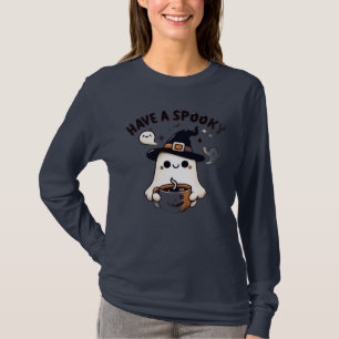 Camiseta Abóbora Fantasma Fofa de Halloween