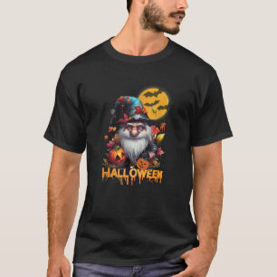 Camiseta Abóbora Fantasma Gnomo Mágico ao Luar e Morcegos H