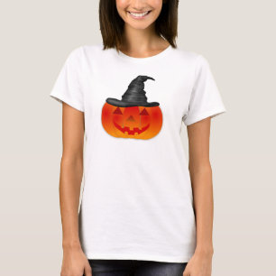 Camiseta abóbora feliz do Dia das Bruxas com chapéu