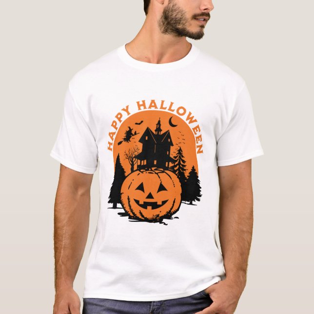 Camiseta abóbora feliz halloween (Frente)