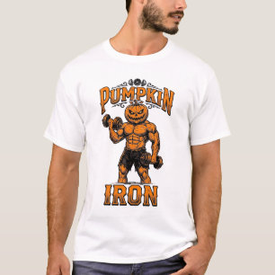 Camiseta Abóbora Ferro Antigo Fisiculturista Design de Hall